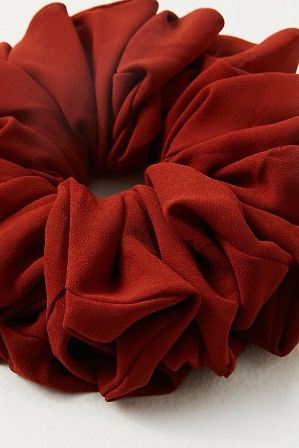 NWT! Free People Kaxi Chiffon Jumbo Scrunchie, Burgundy, Hard To Get, Sold Out! - Image 2 of 4
