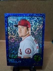 2022 Topps Heritage Mike Trout #100 Chrome Blue Sparkle