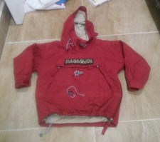 Boys Napapijri Skidoo Anorak Jacket Hoodie Kids Red Pullover Sz 4