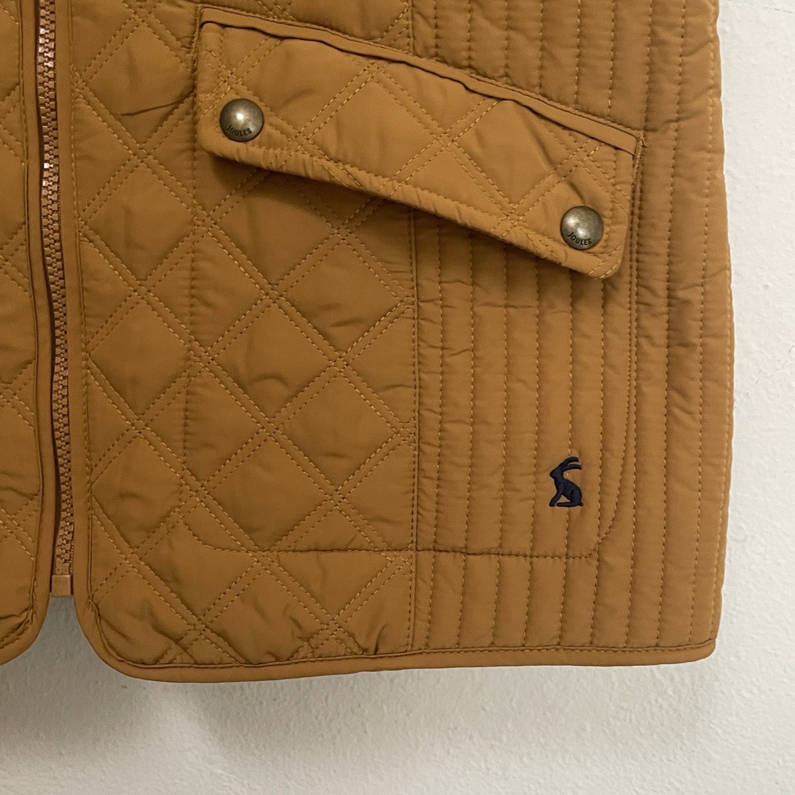 Joules Diamond Quilted Golden Minx Puffer Vest Size 10 Preppy Equestrian Mustard