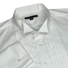Joseph  Feiss 20-34/5 Button Tuxedo Shirt Pleated Wing Collar French Cuff White