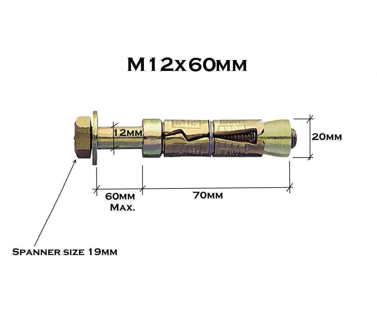 LOOSE BOLT SHIELD ANCHORS HEAVY DUTY RAWL TYPE MASONRY FIXINGS M6 M8 M10 M12 M16 Inwentaryzacja