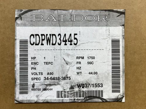 Baldor CDPWD3445 DC Washdown Motor 1 HP 1750 RPM 90 VDC 56C Frame Direct Current - Picture 4 of 8