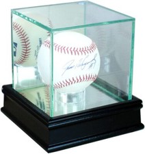 Baseball Display Case Black Wood UV Glass MLB Autograph USA Ball Holder Frame