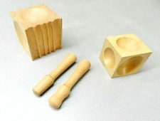 Wood Dapping Block 2 Punches Forming Block Cube - Jewelry Making Set of 4
