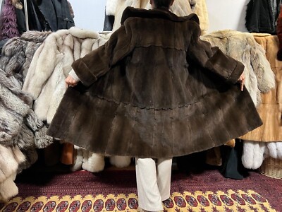 Sheared Mink Coat Real Fur Velvet L