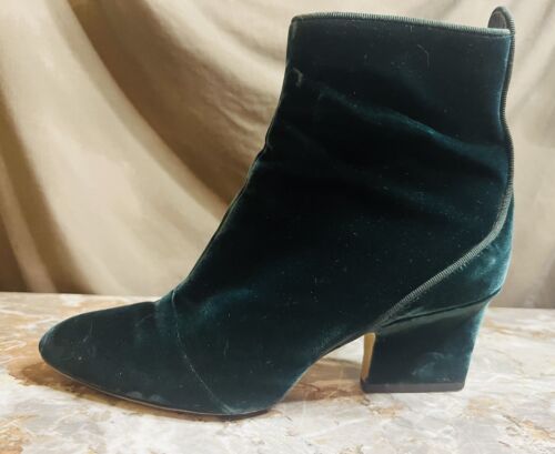 Jimmy Choo Green Velvet Ankle Boots Sz 7.5 US/38.… - image 1
