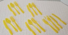 Vintage Plastic Play Kids Pretend Yellow Cutlery Plastic Silverware Japan Lot
