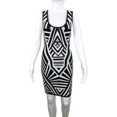 Jealous Tomato Women s Black White Thick Knit Sleeveless Bodycon Dress Size M