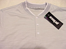 NWT Prince polo, no collar, men's S, light gray, polyester, 3 button top, 45