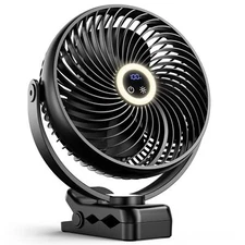 xasla 10000mAh Portable Clip On Fan With Light, 8 Inch Rechargeable Battery O...