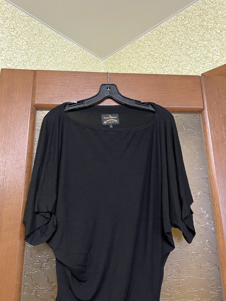 VESTIDO RARO ANGLOMANÍA VIVIENNE WESTWOOD MUJER NEGRO ASIMÉTRICO CUELLO BARCO TALLA S Foto 3 de 4