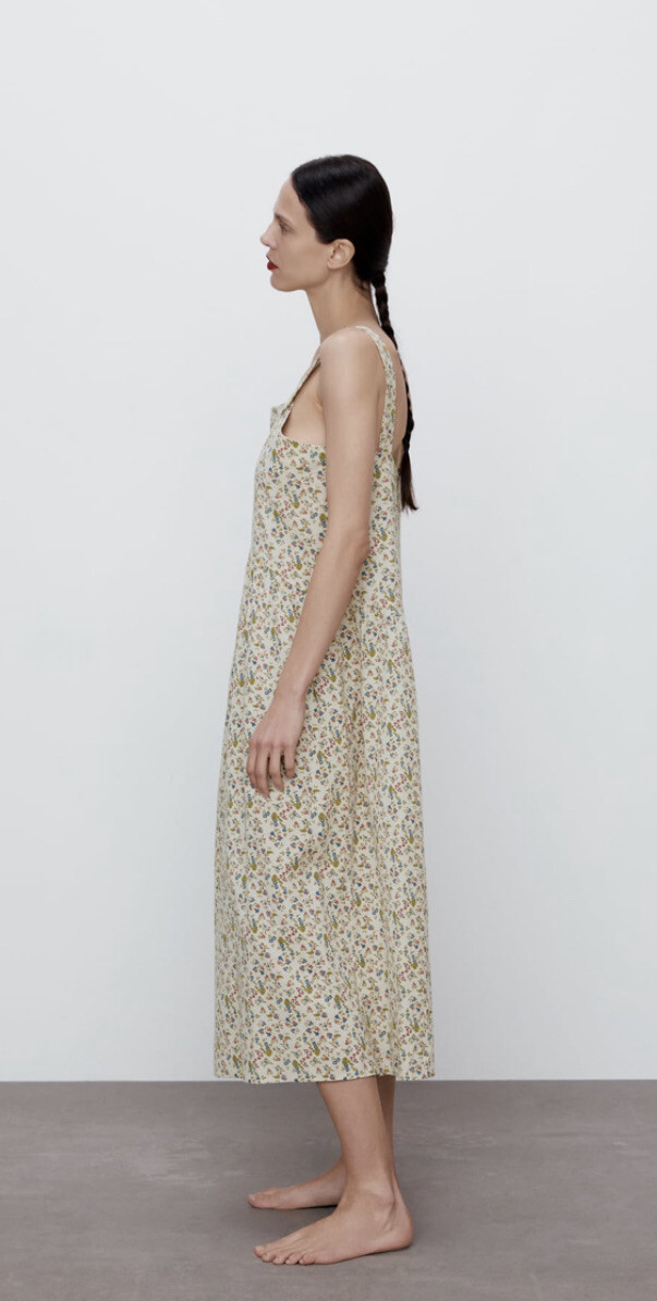 ZARA FLORAL PRINT DRESS MULTICOLIRED SZ L NEW