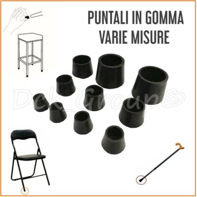 Tappi Puntali Terminali UNIVERSALI Tubolari GOMMA Sedie Bastone