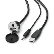 RetroSound Chrome USB/Auxiliary Extension Cable USBPORT RetroRadio