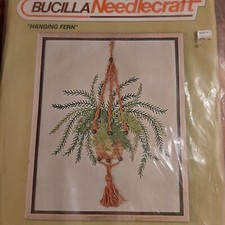 Rare Vintage MCM Bucilla Needlepoint Kit 2864 Hanging Fern New Sealed HTF