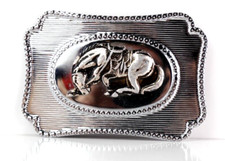 VIntage Bucking Bronco Silver Tone Metal Belt Buckle