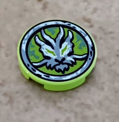LEGO Elves Gray Dragon Printed 2x2 Round Lime Green Elf Mirror Old Dragon Face