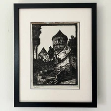 Wilhelm Funk (1866-1949) Signed Woodcut (1898)
