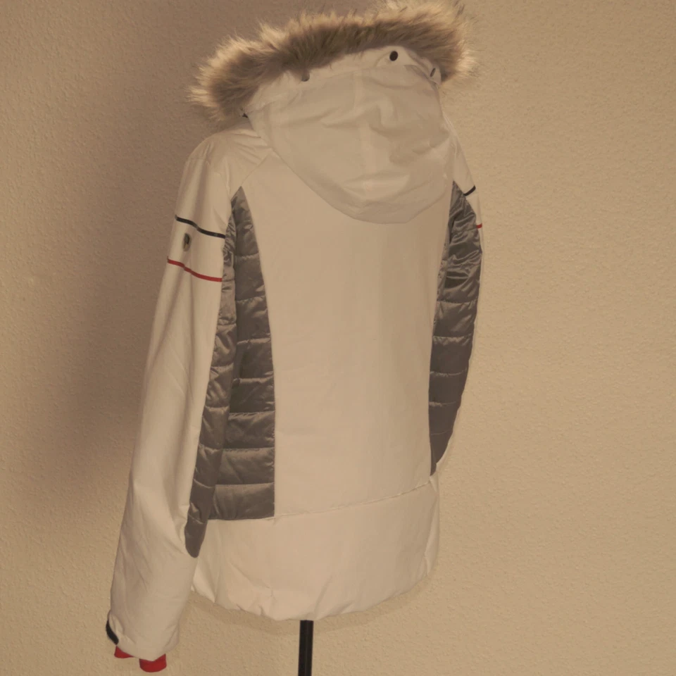 💥💥💥CMP DAMEN SKIJACKE GR.40 WEISS SILBER MIT KAPUZE & ABTRENNBAREM PELZKRAGEN - Bild 3 von 4