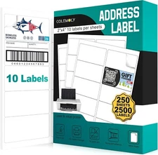 Address Adhesive Labels 2x4 1000 Pack NIB