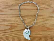 Cool vintage seed bead mother of pearl abalone shell pendant necklace boho