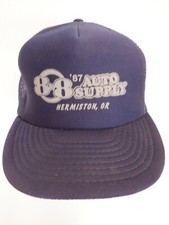 VINTAGE RARE 8 to 8 Auto Supply Hermiston Oregon Dark Blue TRUCKER CAP HAT 1987