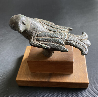 vintage bronze eagle on wood base