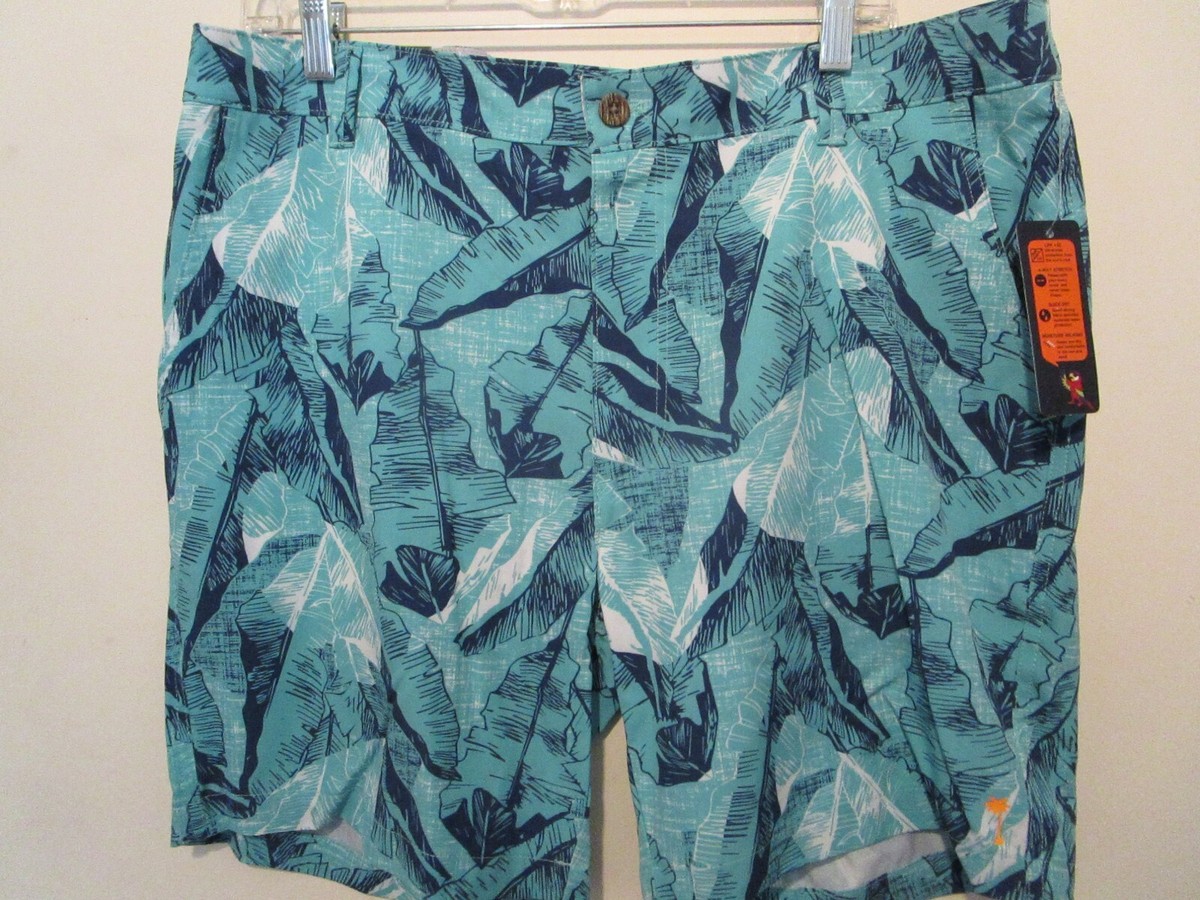 Margaritaville Mens 4-Way Stretch Quick Dry Shorts Turquoise Size