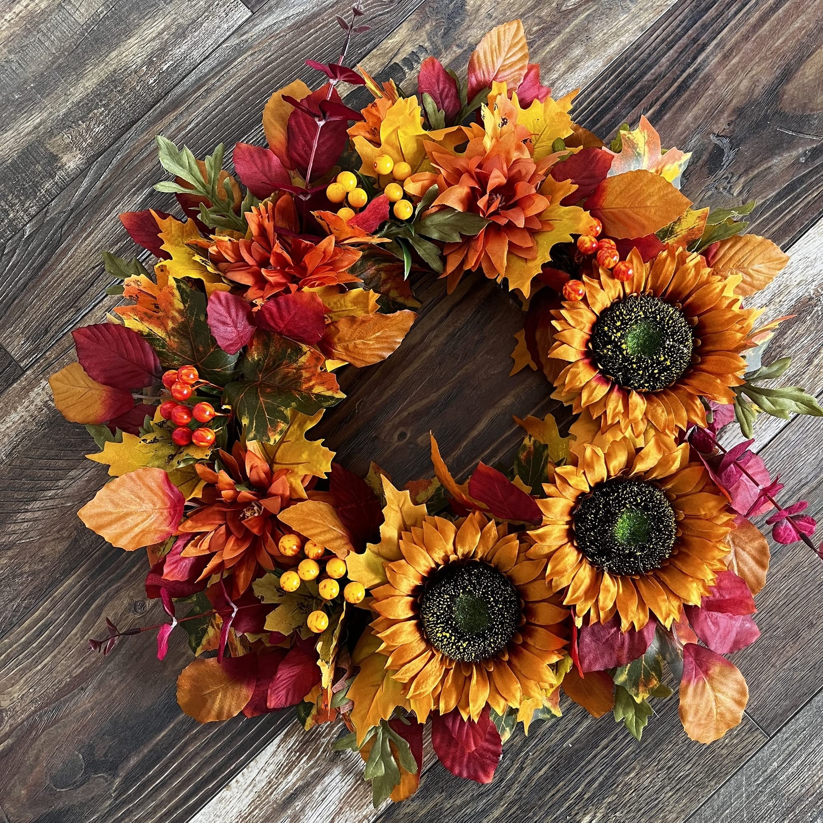 Fall Wreaths for Front Door,20 Inch Sunflower Wreath Fall Decorations for Hom...