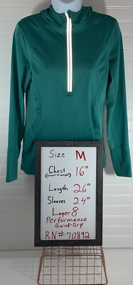 Layer 8 Women s Green Performance Long Sleeve Qwick Dry Zipper Hoodie Medium