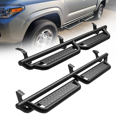 For 05-23 TOYOTA Tacoma Double Cab Running Boards Nerf Bar Side Drop Step BLK