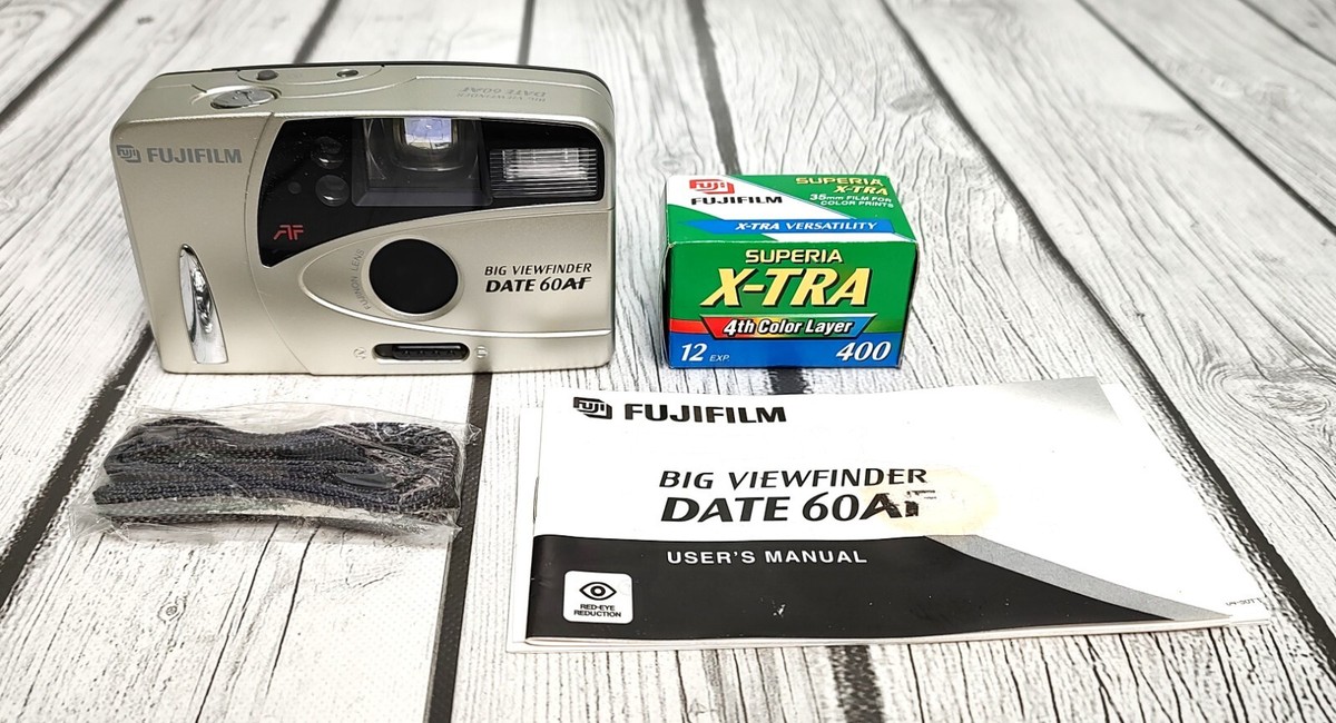 FUJIFILM Big ViewFinder Date 60AF 35mm Film Camera w/ Film New Old