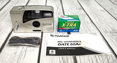 FUJIFILM Big ViewFinder Date 60AF 35mm Film Camera w/ Film New Old