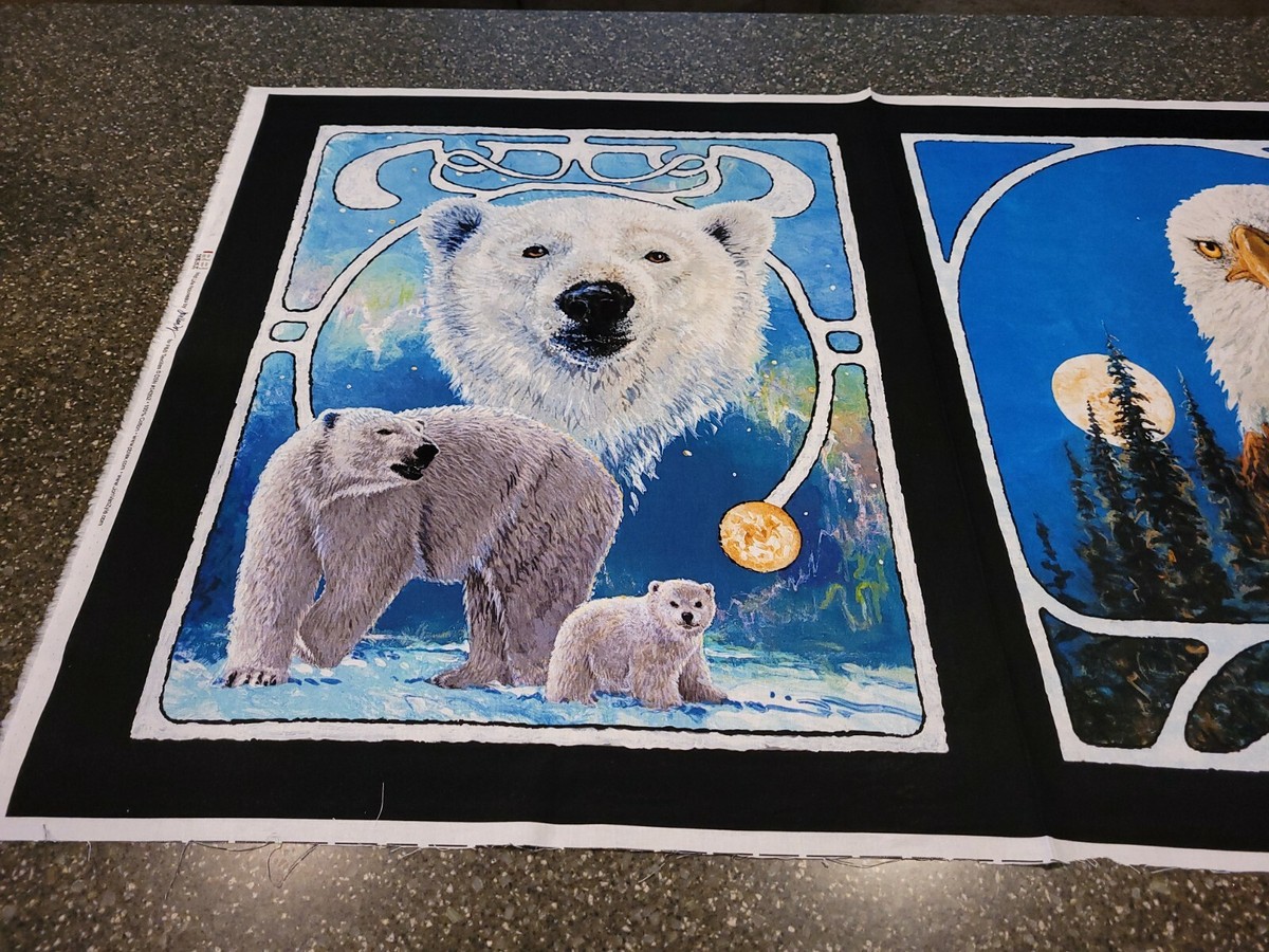 Wild Life Nouveau Panel 26x42 P&B Textiles Polar Bear Eagle Alaska