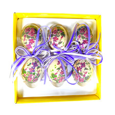 VTG Spring Easter Egg Paper Mache Floral Ornaments Made in Taiwan Lot of 12 NIB