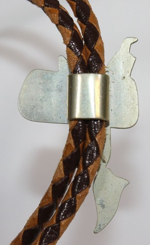 Vtg Bolo Tie Horse Ruiding Saddle Silver Tone Turquoise Western Cowboy Rodeo - Picture 7 of 7