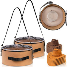 2 Pack Hat Storage Box with Lid, 16 Inch Foldable Felt Hats Box, round Travel Ha