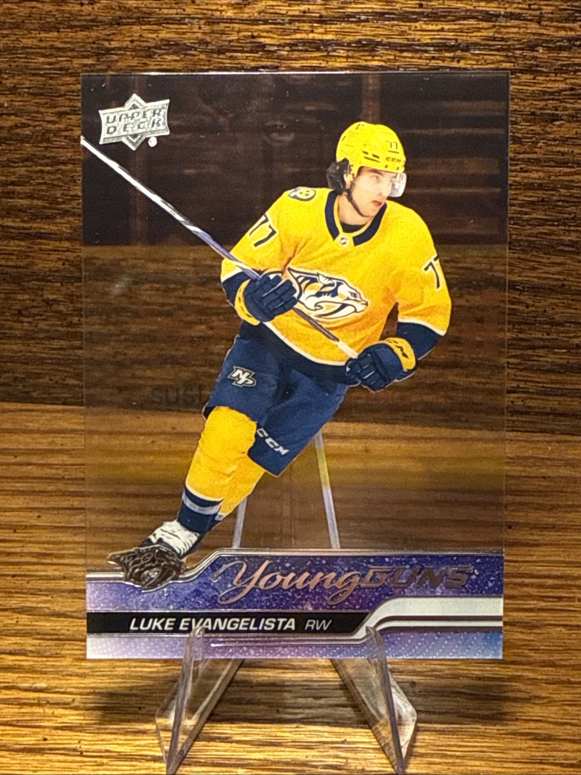 2023-24 Upper Deck Series 1 Young Guns Clear Cut Luke Evangelista #221 Rookie RC