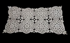 Handmade White Crochet Lace Runner Panel Delicate Doily Topper 34 X 16 inches