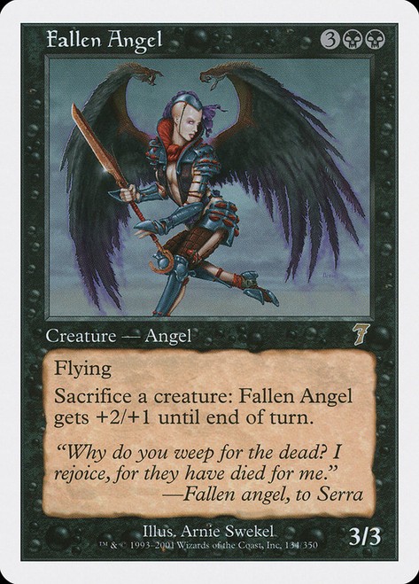 MP Fallen Angel, MTG, Seventh Edition, Magic the Gathering, 134 *F
