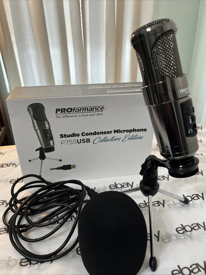 Micrófono condensador de estudio ProFormance P755USB, negro espejo cromado Foto 4 de 4