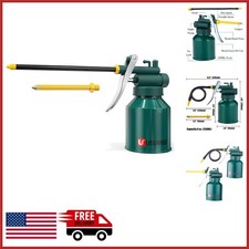 Green Metal Oil Can Pump 8oz for Automotive and Workshop Maintenance