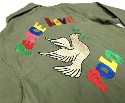 Polo Ralph Lauren Rainbow Peace Love Embroidered Military Army