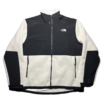 The North Face Denali Jacket Mens XL White Black Full Zip Gorpcore Hiking Fleece