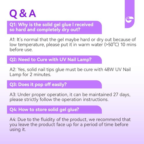 Solid Nail Glue Gel 15ml with Remover 60ml, Nail Glue Kit for Press on Tips