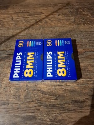 2x Philips 8mm P5-90 90min PAL Metal Particle Tape Camera Camcorder New Sealed