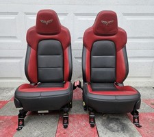 2012 Corvette Grand Sport Oem Driver Passenger Seat Cobalt Red Black Power