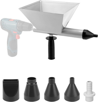 Electric Mortar Grout Gun, Drill-Powered, 5 Nozzles, Detachable Muzzle w/ Hopper