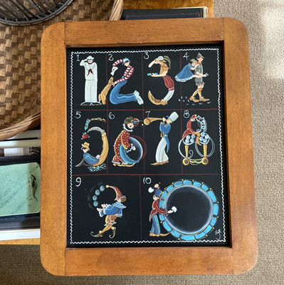 VTG Erte Style Art Deco Numbers Suite Painting Framed 1-10 Figurative Art